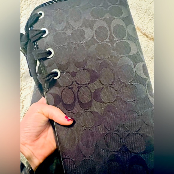 Black monogram Coach wellie rainboots- Size 6 - Picture 3 of 7